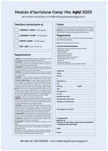 MODULO ISCRIZIONE CAMP APIS 2023