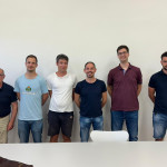 Da sinistra il TM Silvano Chiappa, lo scout Mattia Fermi, l’assistente coach Simone Devicenzi, l’head coach Davide Baraldi, il secondo allenatore Michele Lucherini, il preparatore atletico Michele Bosetti